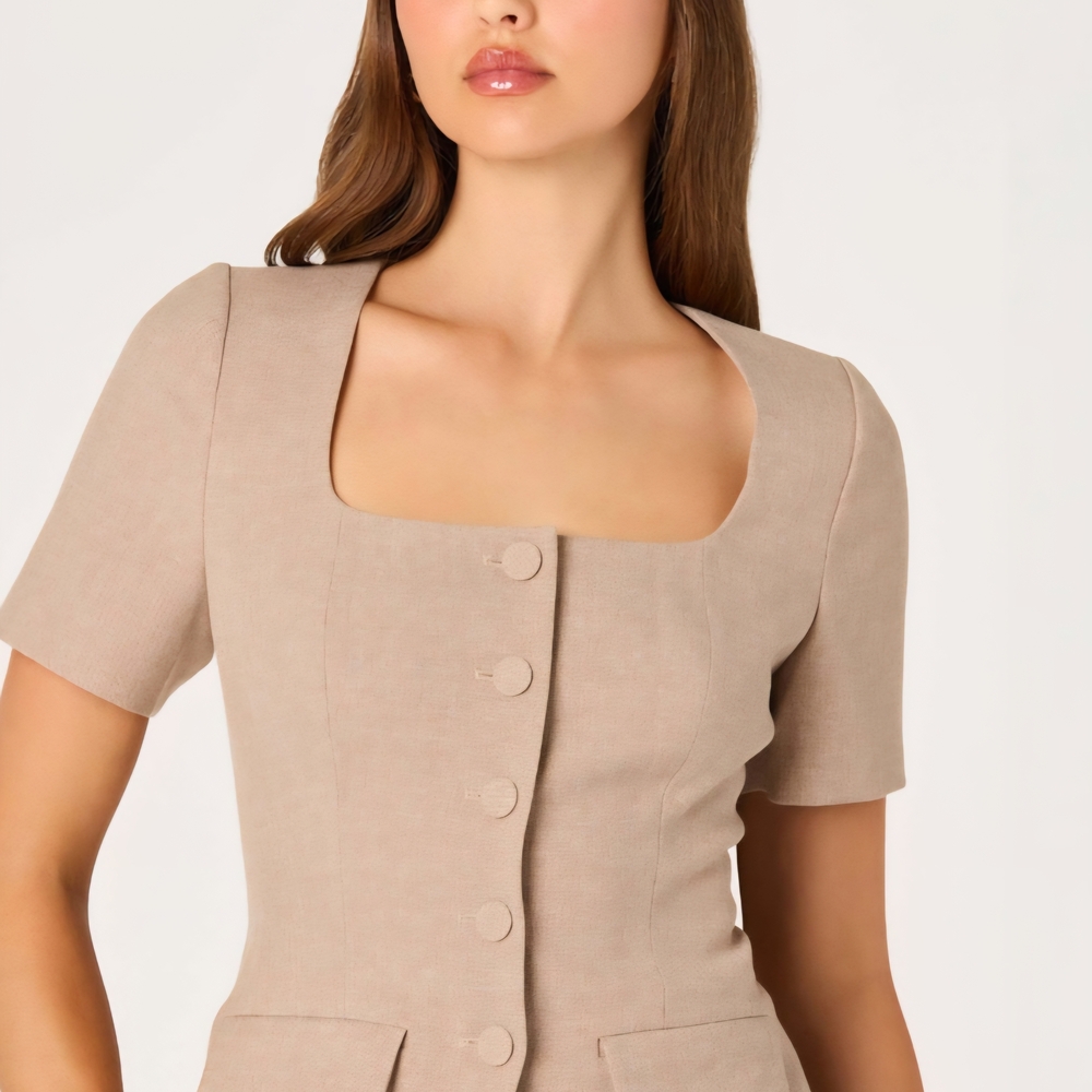 Zara Elegant Beige Short Sleeve Blazer